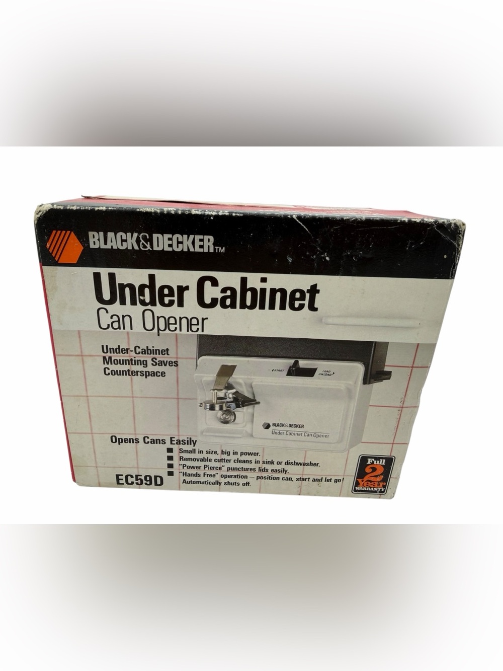 Black & Decker Under Cabinet Can Opener EC59D White Vintage New (sealed) w/ Box,